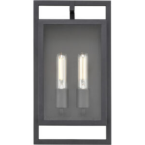 Agatha 2 Light 15.6 inch Textured Black Outdoor Wall Sconce